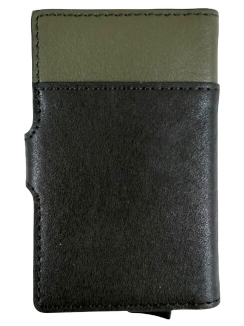 BLACK SQUARE Tarjetero de piel verde / marr&oacute;n oscuro - Carteras Hombre