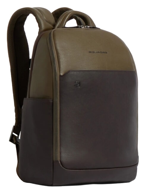 BLACK SQUARE Mochila de piel para port&aacute;til de 14" verde / marr&oacute;n oscuro - Mochilas para port&aacute;til