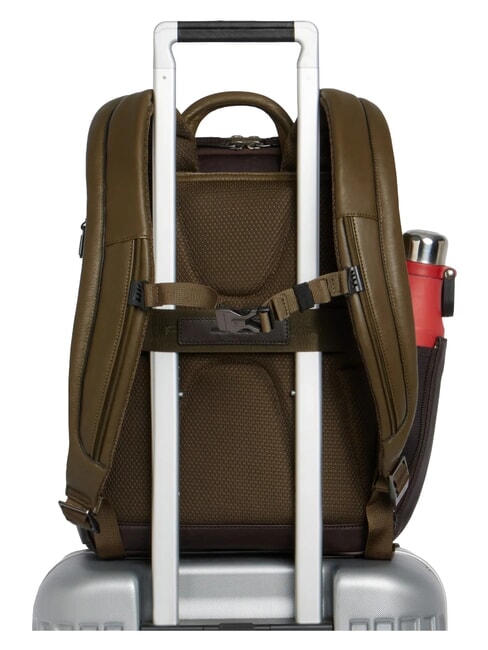 BLACK SQUARE Mochila de piel para port&aacute;til de 14" verde / marr&oacute;n oscuro - Mochilas para port&aacute;til