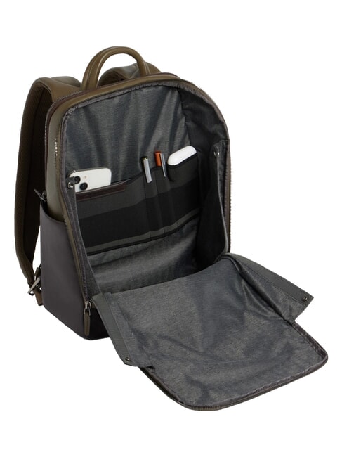 BLACK SQUARE Mochila de piel para port&aacute;til de 14" verde / marr&oacute;n oscuro - Mochilas para port&aacute;til