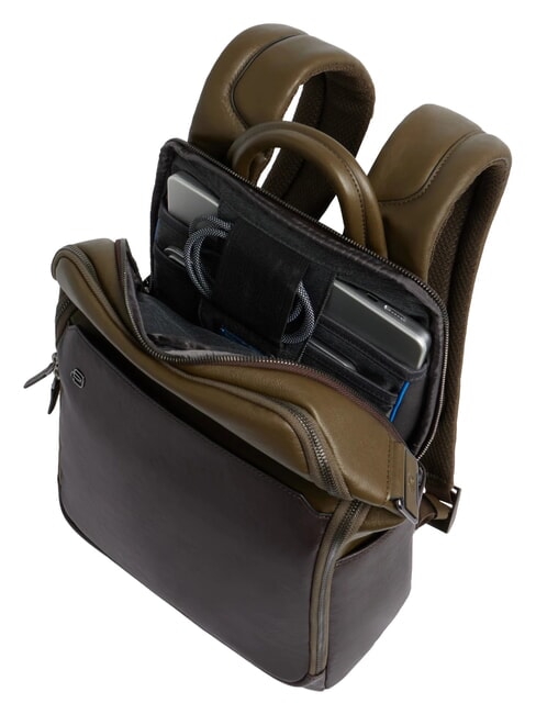 BLACK SQUARE Mochila de piel para port&aacute;til de 14" verde / marr&oacute;n oscuro - Mochilas para port&aacute;til