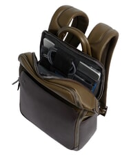 PIQUADRO BLACK SQUARE Mochila de piel para port&aacute;til de 14" verde / marr&oacute;n oscuro - Mochilas para port&aacute;til - 5