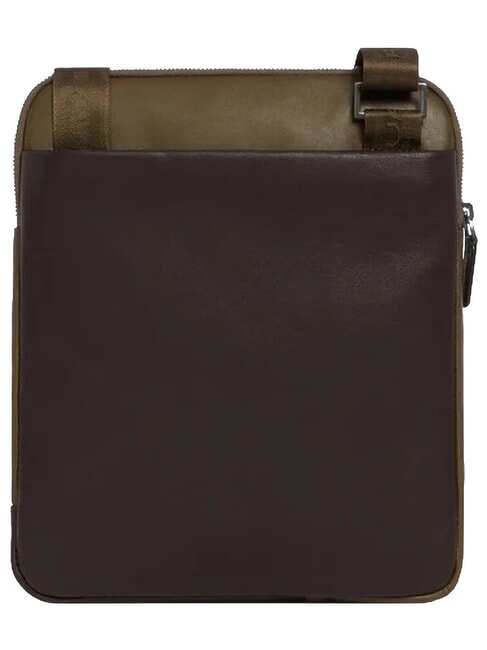 BLACK SQUARE  Bolso plano de piel verde / marr&oacute;n oscuro - Bandoleras Hombre
