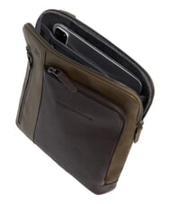 PIQUADRO BLACK SQUARE  Bolso plano de piel verde / marr&oacute;n oscuro - Bandoleras Hombre - 4