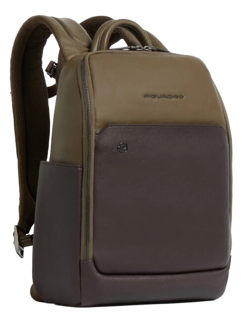 BLACK SQUARE Mochila para port&aacute;til de 13", de piel. verde / marr&oacute;n oscuro - Mochilas para port&aacute;til