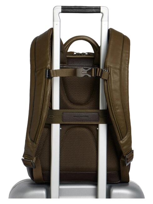BLACK SQUARE Mochila para port&aacute;til de 13", de piel. verde / marr&oacute;n oscuro - Mochilas para port&aacute;til