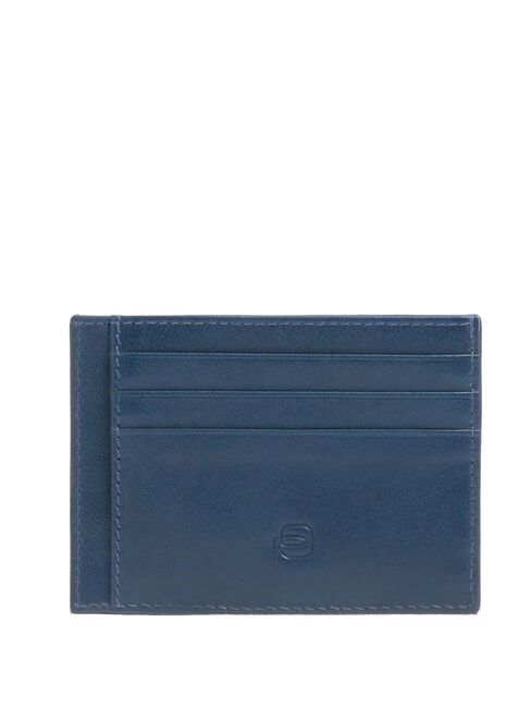 W143 Tarjetero plano de cuero azul - Carteras Hombre