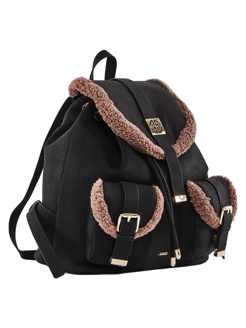 LYNN Mochila con bolsillos y logo met&aacute;lico NEGRO - Bolsos Mujer