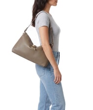 FURLA DEBBY Bolso de hombro de piel gris lodoso - Bolsos Mujer - 2