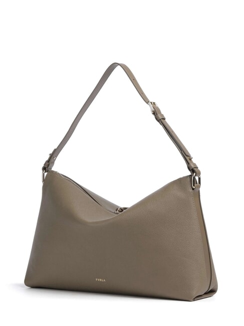 DEBBY Bolso de hombro de piel gris lodoso - Bolsos Mujer