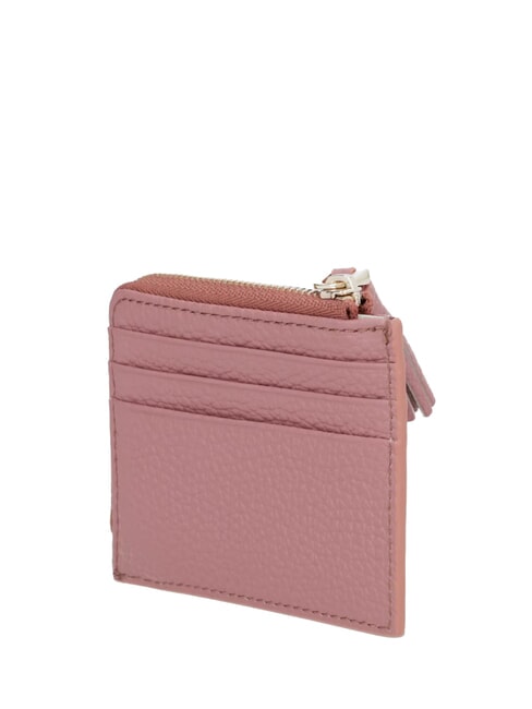TASSEL Tarjetero con cremallera en piel martillada rosa de invierno - Carteras Mujer