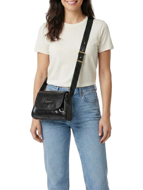 FLORA Minibolso de hombro, de piel. Oro negro - Bolsos Mujer