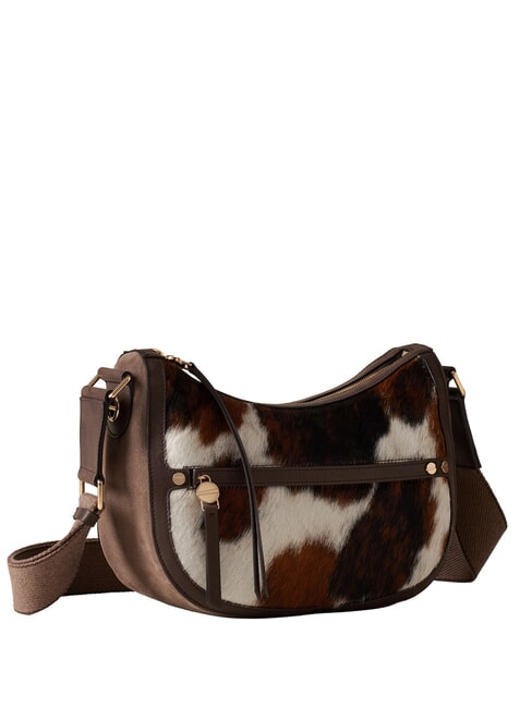 LUNA Bolso de piel de poni natural/ceniza/cacao - Bolsos Mujer