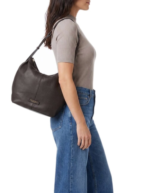 MARISA Bolso de hombro de piel moca con oro - Bolsos Mujer