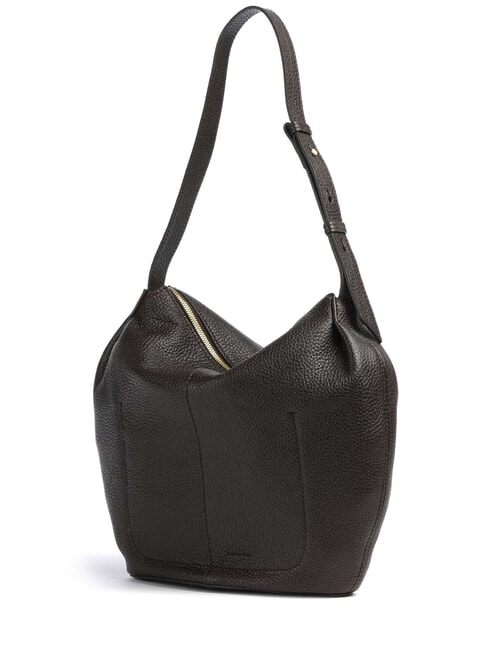 MARISA Bolso de hombro de piel moca con oro - Bolsos Mujer