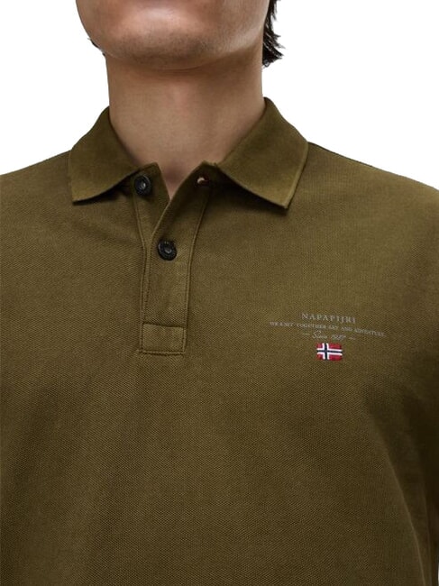 ELBAS 4 Polo de algod&oacute;n de manga corta oliva oscuro - camisa polo