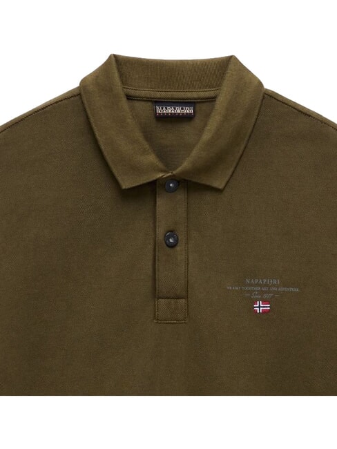 ELBAS 4 Polo de algod&oacute;n de manga corta oliva oscuro - camisa polo