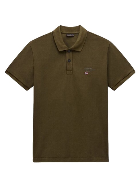 ELBAS 4 Polo de algod&oacute;n de manga corta oliva oscuro - camisa polo