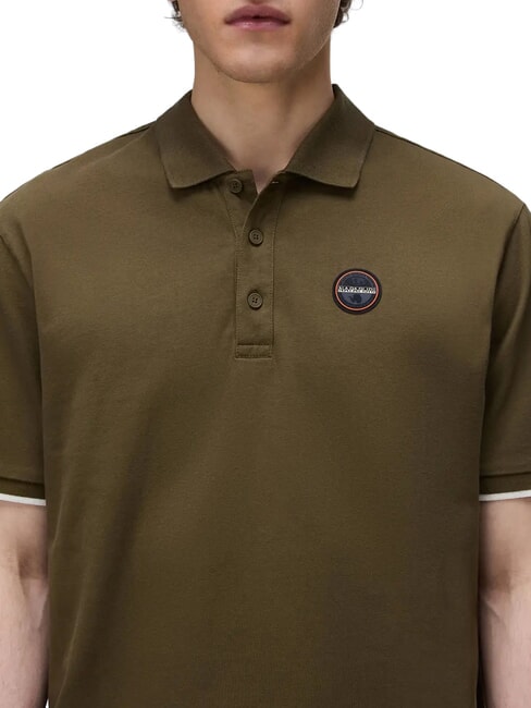 E-BADGE SS 1 Camisa polo de manga corta oliva oscuro - camisa polo