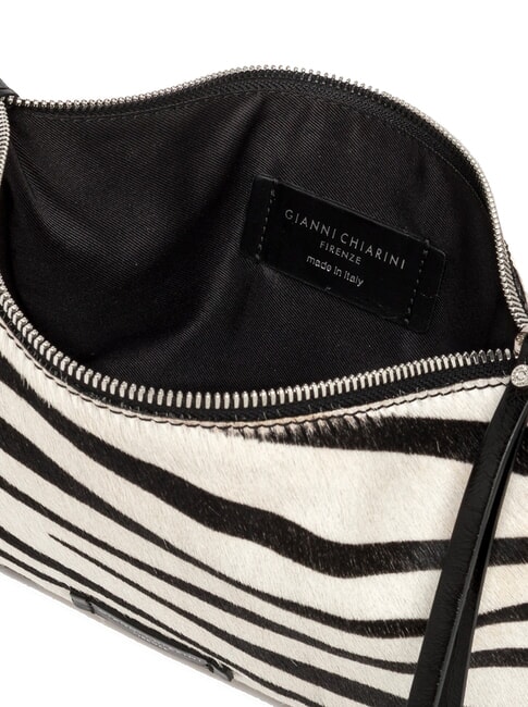 HERMY Bolso de mano de piel de poni cebra blanca y negra - Bolsos Mujer