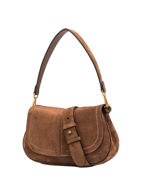 HELENA ROUND Bolso de hombro de piel co&ntilde;ac - Bolsos Mujer