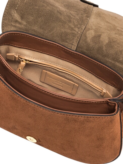 HELENA ROUND Bolso de hombro de piel co&ntilde;ac - Bolsos Mujer