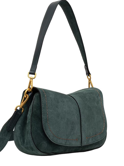 HELENA ROUND Bolso bandolera con correa para el hombro, de piel. verde terciopelo - Bolsos Mujer