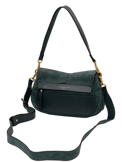 HELENA ROUND Bolso bandolera con correa para el hombro, de piel. verde terciopelo - Bolsos Mujer