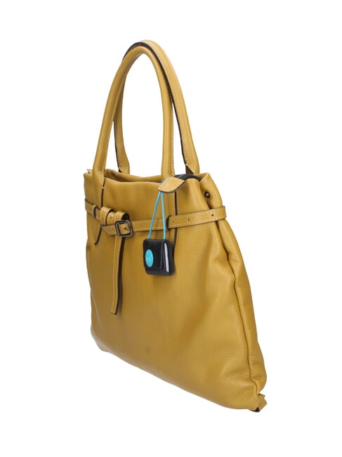 ELIF Bolso de mano mediano de piel con correa para el hombro. Miel - Bolsos Mujer