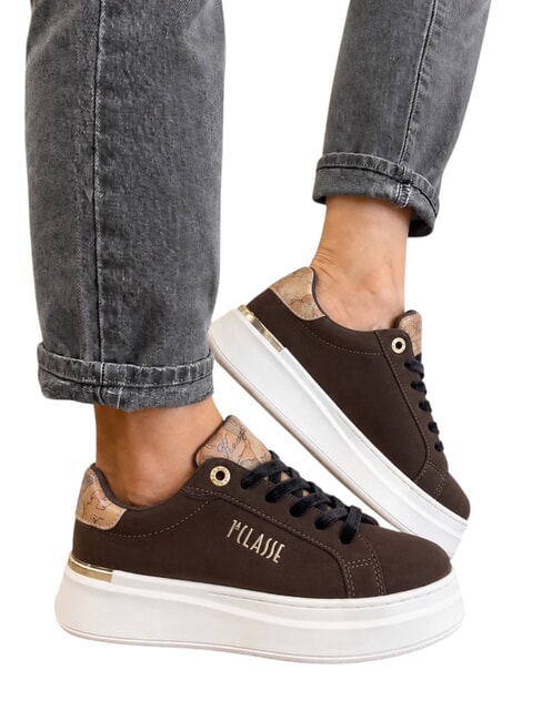 GEO Zapatillas con logo marr&oacute;n oscuro/beige geom&eacute;trico - Zapatos Mujer