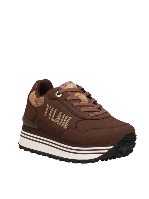 GEO Zapatillas de ca&ntilde;a alta marr&oacute;n oscuro/beige geom&eacute;trico - Zapatos Mujer