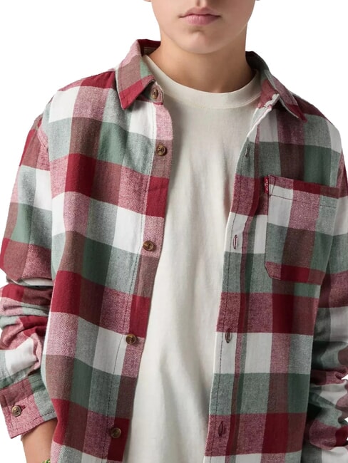 BUFFALO Camisa de franela de manga larga pera roja - camisas para ni&ntilde;os