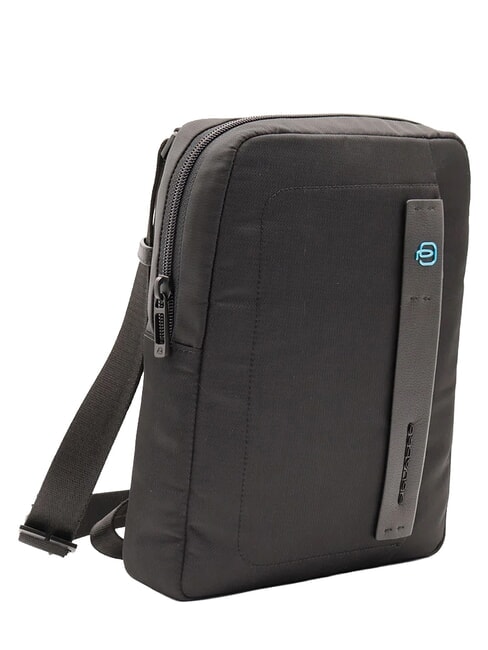 P16 Bolso de piel mixta, soporte para iPad CHEVRON / NEGRO - Bandoleras Hombre