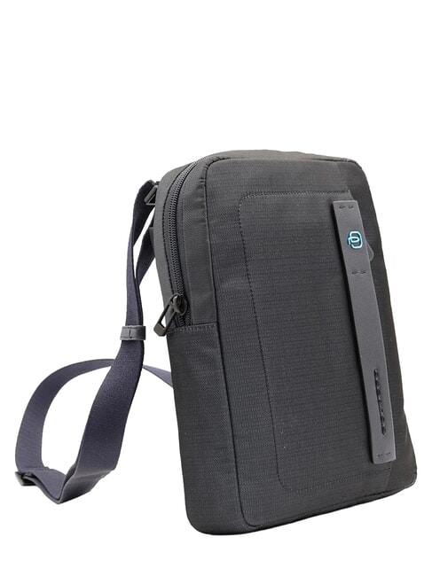 P16 Bolso de piel mixta, soporte para iPad chevr&oacute;n azul - Bandoleras Hombre