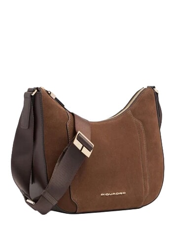 CIRCLE Bolso de hombro de piel Ante color nogal oscuro - Bolsos Mujer