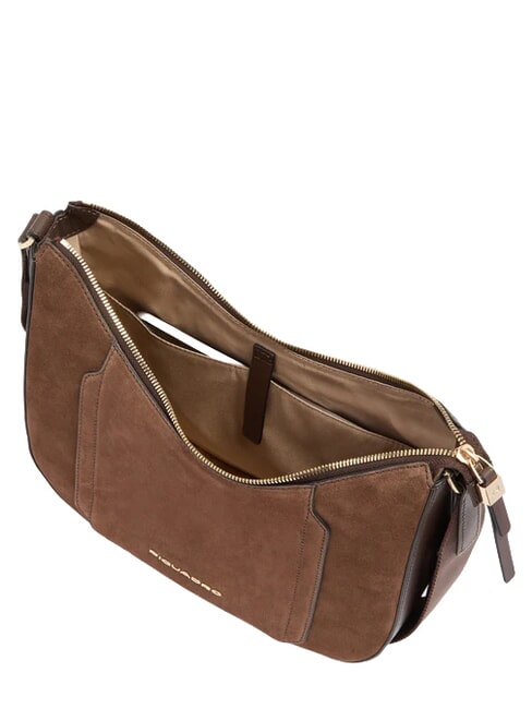 CIRCLE Bolso de hombro de piel Ante color nogal oscuro - Bolsos Mujer