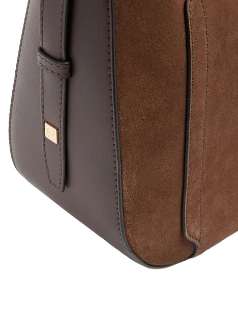 CIRCLE Bolso de hombro de piel Ante color nogal oscuro - Bolsos Mujer