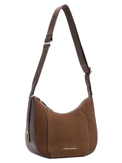 CIRCLE Bolso de hombro de piel Ante color nogal oscuro - Bolsos Mujer