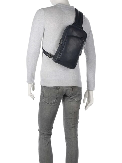 CRONUS Mochila de cuero de un solo hombro azul - Mochilas para port&aacute;til