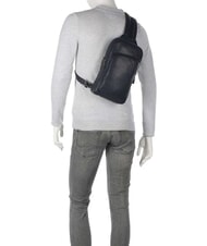 PIQUADRO CRONUS Mochila de cuero de un solo hombro azul - Mochilas para port&aacute;til - 4
