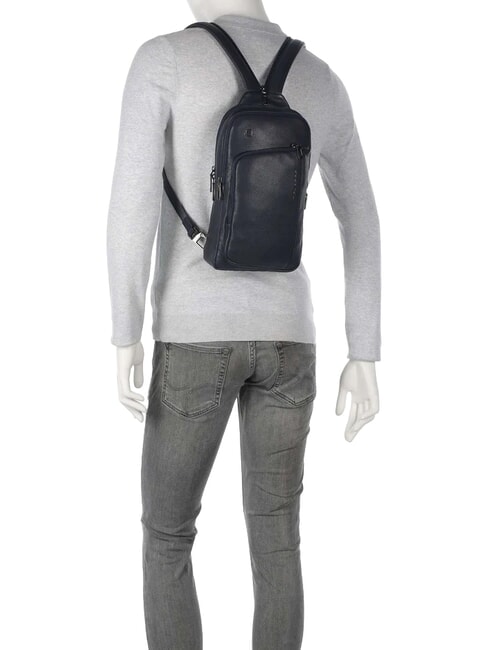CRONUS Mochila de cuero de un solo hombro azul - Mochilas para port&aacute;til