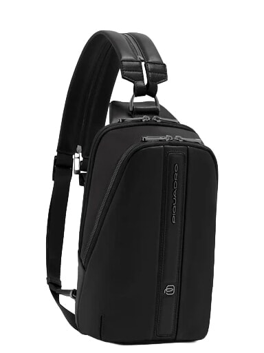 VICTOR Mochila de cuero de un solo hombro negro - Mochilas para port&aacute;til
