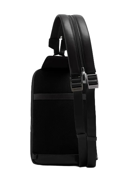 VICTOR Mochila de cuero de un solo hombro negro - Mochilas para port&aacute;til