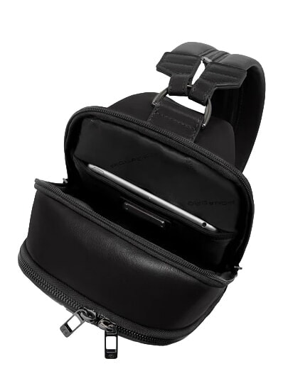 VICTOR Mochila de cuero de un solo hombro negro - Mochilas para port&aacute;til