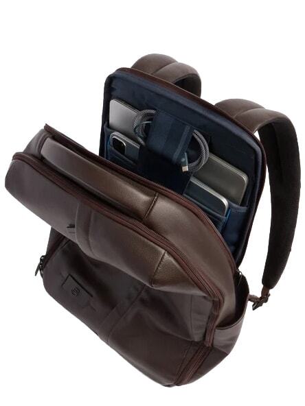 RUSSEL Mochila de cuero para port&aacute;til de 15,6" MORO - Mochilas para port&aacute;til