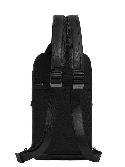 CRONUS Mochila de cuero de un solo hombro negro - Mochilas para port&aacute;til