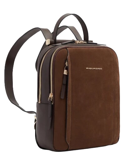 CIRCLE Mochila de cuero Ante color nogal oscuro - Bolsos Mujer