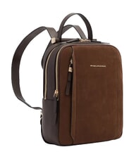 PIQUADRO CIRCLE Mochila de cuero Ante color nogal oscuro - Bolsos Mujer - 2