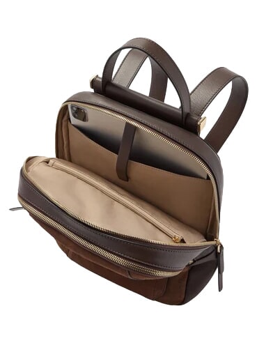 CIRCLE Mochila de cuero Ante color nogal oscuro - Bolsos Mujer