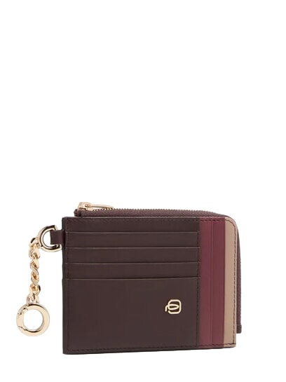 CIRCLE Tarjetero/llavero de piel burdeos/rosa - Carteras Hombre